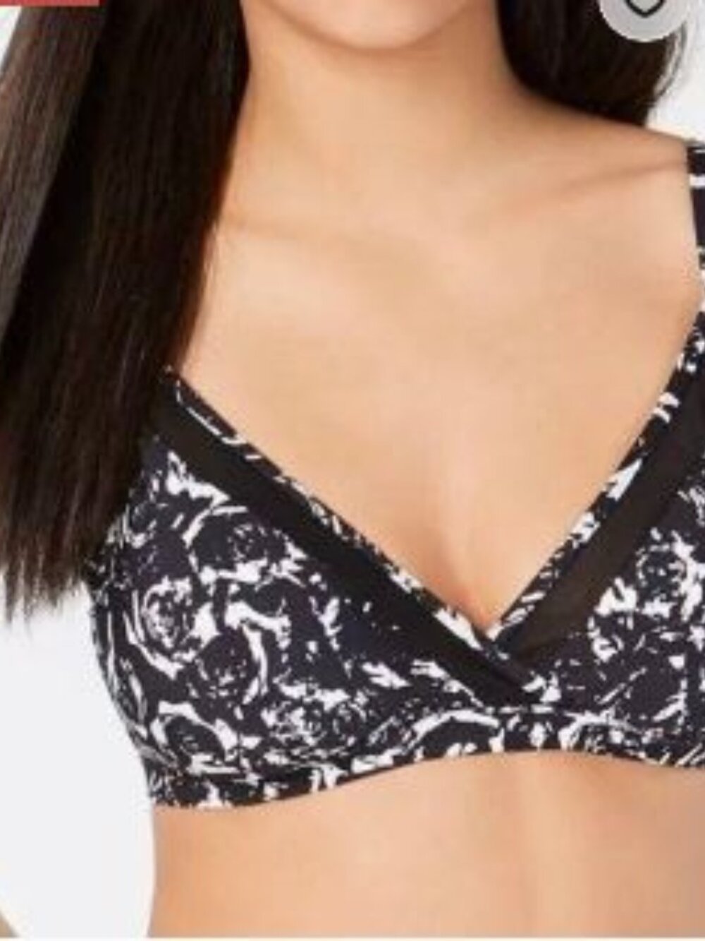 DKNY Womens Adjustable Strap Triangle Bikini Top with Mesh Accents - Size M